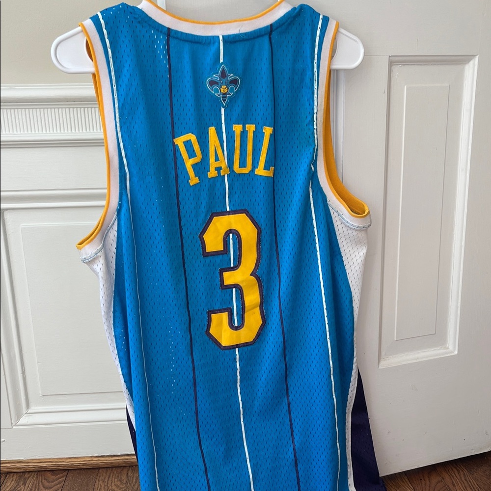 Adidas Blue and Yellow New Orleans Paul Basketball Jersey - Picture 5 of 5